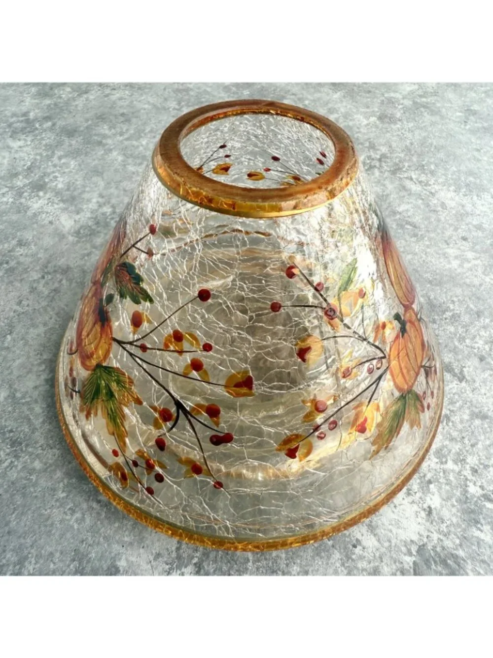 Yankee Candle Jar Shade Crackle Glass Pumpkin & Autumn Leaves Fall 2012